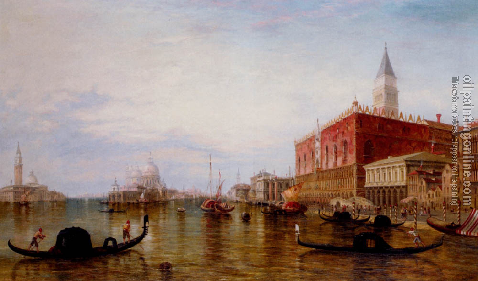 Edward Pritchett - Pollentine Alfred Gondolas On The Grand Canal In Front Of The Doges Palace Venice